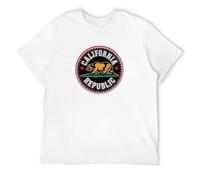 California Republic Circle Patch Grizzly Bear Chill Mens T-Shirt Unisex White Top Tee 3XL