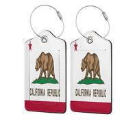 California Republic Flag California Republic Flag 2 Pack Luggage Tags for Suitcases, Leather Tags Identifiers Privacy Cover with Steel Loop