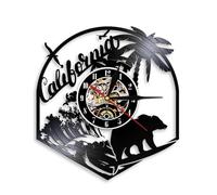 California Republic Sign Wall Art San Francisco California Dream Wall Clock CA Home State Grizzly Bear Vinyl Record Wall Clock Without LED