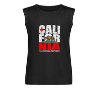California Republic Sleeveless T-Shirt Graphic Mens Basic Black Unisex Cotton Casual Vest Tank Tops Tee XL
