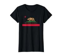 California Republic State Flag Value Graphic T-Shirt, Women, Black, S