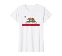 California Republic State Flag Value Graphic T-Shirt, Women, White, XL