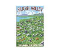 California Retro Silicon Valley Travel Posters with High Tech Careers Canvas Art Print Office Family Bedroom Decorative Posters Gift Wall Decor Poster 24x36inch(60x90cm) Unframe-style