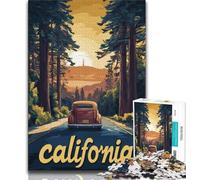 California Road Trip Poster Jigsaws 1000 Pieces for Adults,Educational Game Challenge Toy Wall Decoration Unique Birthday And Xmas Gifts 50x75cm