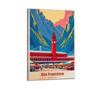 California San Francisco Vintage Travel Poster Picture Print Wall Art Painting Canvas Artworks Idea Room Aesthetic 16x24inch(40x60cm)