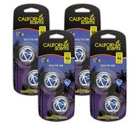 California Scents Mini Diffuser Twin Car Air Fresheners, 45 Day Long-Lasting Fragrance, Adjustable Odour Remover Vent Clips for Car Interior Home & Office - 4 Packs of Route 66 Scent