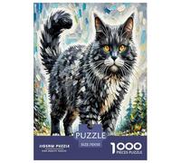 California Shining Cat 1000 Pieces Animal Jigsaw Puzzles with Paper Art Jigsaw Puzzle Home Decors Adult Fun Challenges 70x50cm/1000pcs