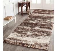 Serdim Rugs Modern Soft Two Tone Shiny Shimmer Living Room Polyester Shaggy Rugs, Bronze, 60x220cm (2" x7'3)