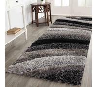California Soft 3D Shimmer Shaggy Hallway Runner Rug, Grey, 60x220cm