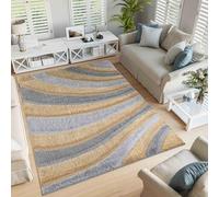 California Soft 3D Shimmer Shaggy Living Room Area Rug, Ochre, 120x170cm