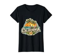 California Souvenir Vacation Memorabilia Badge State Visitor Value Graphic T-Shirt, Women, Black, S