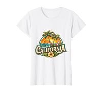 California Souvenir Vacation Memorabilia Badge State Visitor Value Graphic T-Shirt, Women, White, S