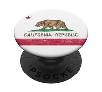CALIFORNIA STATE FLAG GRIZZLY BEAR CALI DISTRESSED STYLE PopSockets Adhesive PopGrip