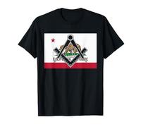 California State Flag Masonic Square & Compass Freemason T-Shirt