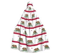 California State Flag Print Adults Hooded Cloak, Halloween Robe Hooded Cape Witch Wizard Cosplay Costumes For Men Women