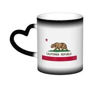 California State Flag Print Ceramic Mug, Black to White Thermochromic Coffee Cup for Home Office Cafe
