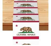 California State Flag Print Linen-Like Table Runner Durable Dining Table Decor For Kitchen Offices Party 13x72 In