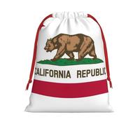 California State Flag Print Practical Drawstring Gift Travel Pouches Men Women Multiple Occasion Daily Carry