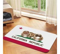 California state flag print PU Leather Feeding Mat for Dogs Cats Pet Food Mat Absorbent Non-Slip Rubber Bottom