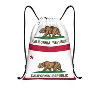 California State Flag Print String Backpack Drawstring Bag Lightweight Waterproof Gym Bag For Travel Party Hiking 36X42Cm