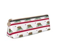 California State Flag Print Student Pencil Case Large Capacity Triangle Pouch Zippered Pen Makeup School College