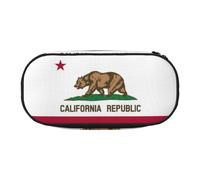 California State Flag Print Stylish School Students Pencil Bag Reusable Pens Makeup Toiletry Case Easy Access