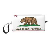 California state flag print Travel Toiletry Pouch, Pencil Bag Canvas Makeup Bags, Multi-Purpose Cosmetic Bags with Zipper, White, One Size