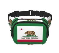 California State Flag Print Waist Pack Square Waist Bag Workout Hiking Running Travel Gym Pretty Zipper Fashion