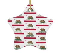 California State Flag Printing Christmas Ornaments, Ceramic Star Design With String For Holiday, Star Christmas Decorations