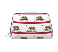 California State Flag Toiletry Cosmetics Bag, Portable Travel Cosmetic Makeup Bag,PVC Leather,with Compartments