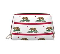 California State Flag Toiletry Cosmetics Bag, Portable Travel Cosmetic Makeup Bag,PVC Leather,with Compartments