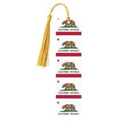 California State Flag Wooden Bookmark Craft Hanging Tags Ornaments Rectangular Bookmarks with Holes and Ropes