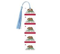 California State Flag Wooden Bookmark Craft Hanging Tags Ornaments Rectangular Bookmarks with Holes and Ropes