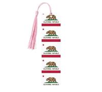 California State Flag Wooden Bookmark Craft Hanging Tags Ornaments Rectangular Bookmarks with Holes and Ropes