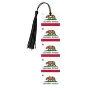 California State Flag Wooden Bookmark Craft Hanging Tags Ornaments Rectangular Bookmarks with Holes and Ropes
