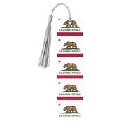 California State Flag Wooden Bookmark Craft Hanging Tags Ornaments Rectangular Bookmarks with Holes and Ropes