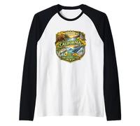 California State Symbols Novelty Graphic Design Souvenir Raglan Baseball Tee