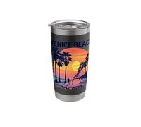 California Sunset Palms Silhouette Venice Beach Stainless Steel Insulated Tumbler