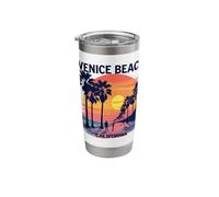 California Sunset Palms Silhouette Venice Beach Stainless Steel Insulated Tumbler