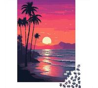 California Sunset Pixel Adult Paper Puzzle, Vintage Architecture Destination, Thick Cardboard Pieces for Puzzle Lovers, Relaxing Challenge, Paper Board, 70x50cm/1000pcs