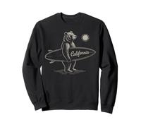 California Surf Bear Retro Beach Coastal Lifestyle Graphic Sweatshirt
