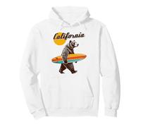 California Surf Bear Retro Surf Life, Beach, Ocean, Surfing Pullover Hoodie