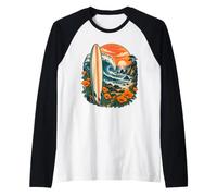 California Surf Pacific Coast Golden Poppy Sunset Raglan Baseball Tee