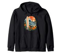 California Surf Pacific Coast Golden Poppy Sunset Zip Hoodie