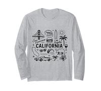 California USA State Symbols Vintage Souvenir Cute Doodle Long Sleeve T-Shirt