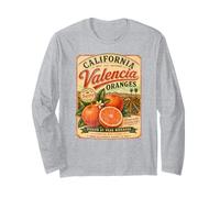 California Valencia Oranges Vintage Fruit Distressed Retro Long Sleeve T-Shirt