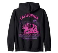 California Vintage Retro Golden State Bear Design 1850 Zip Hoodie