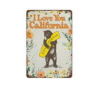 California Wall Art California Art I Love You California California Brown Bear California Bear Vintage Tin Sign Metal Sign Retro Wall Decor For Home Cafes Office Store Pubs Club 140 X 200mm