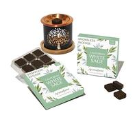California White Sage Incense Bricks & Tree of Life Exotic Burner by Aromafume | 2 Trays x 9 Bricks | Sage Incense for Cleansing Negative Energy & Protection | Sage for Smokeless Smudging