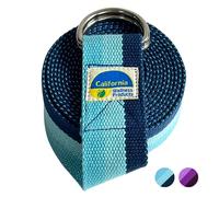 California Yoga Strap | Yoga Belt with Safe Adjustable D-Ring Buckle for Pilates | Stretching Strap | Gym Workout & Exercise Bands | Physical Therapy | Improves Sitting Posture for Women & Men | Blue